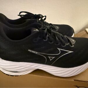 Mizuno Wave Rider 28 - Black and White Athletic Shoes